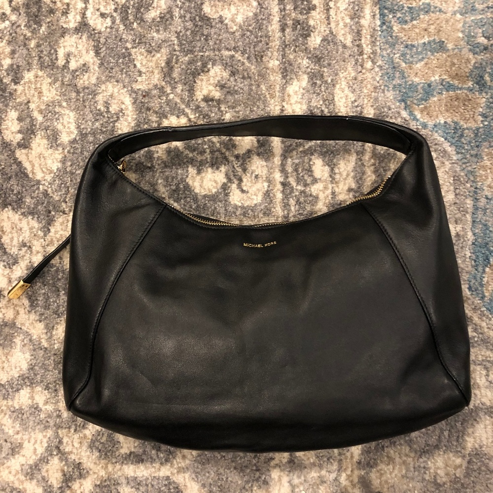 Michael Kors Black Leather Shoulder Bag - MK Purse